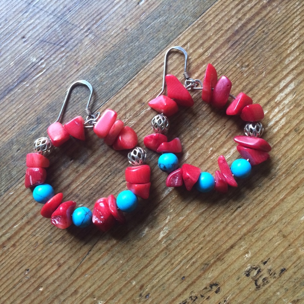 Coral and Turquoise earrings!